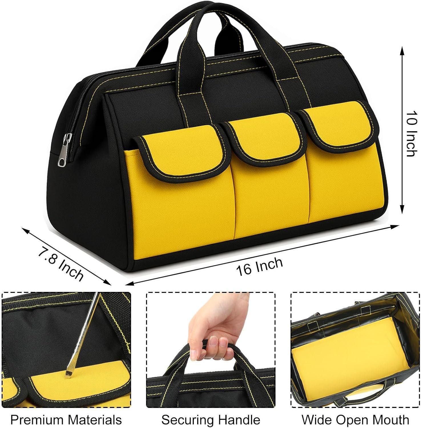 3 Pack Waterproof Tool Bag Set – Black/Red/Blue 16 Inch