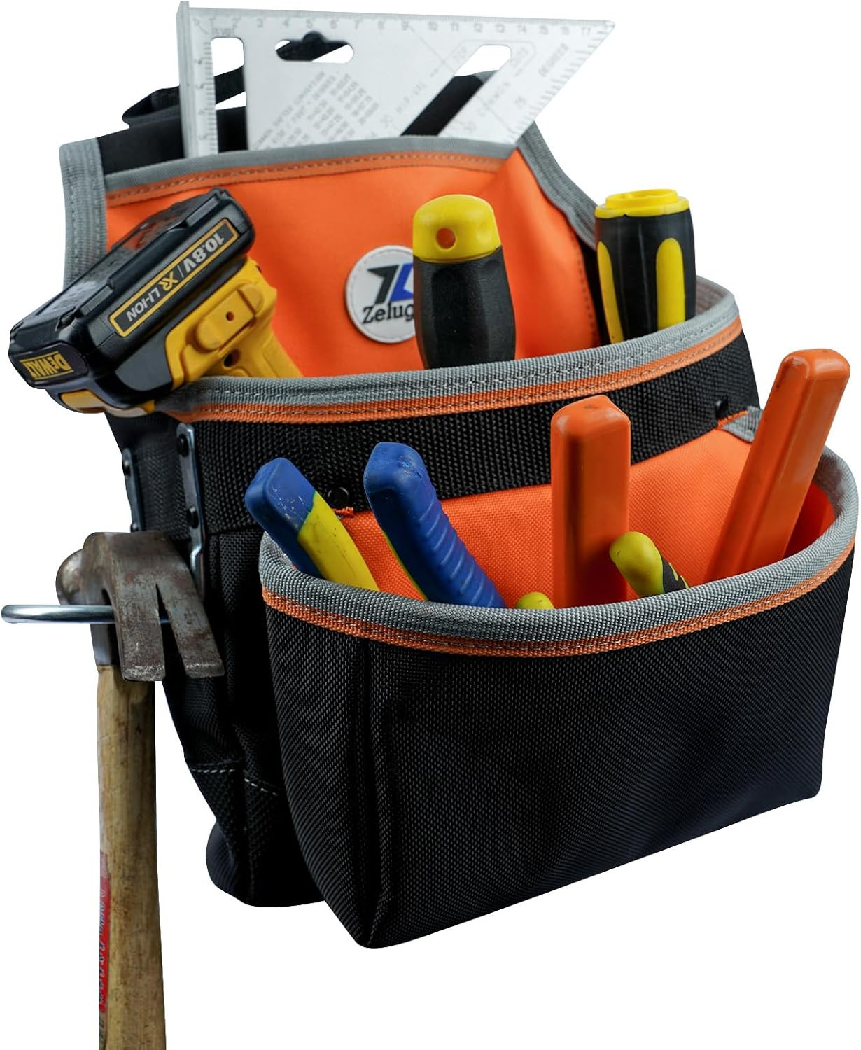 20-216 Multiple Large Pockets Tool Belts for Men with Suspenders, 4″ Padded Tool