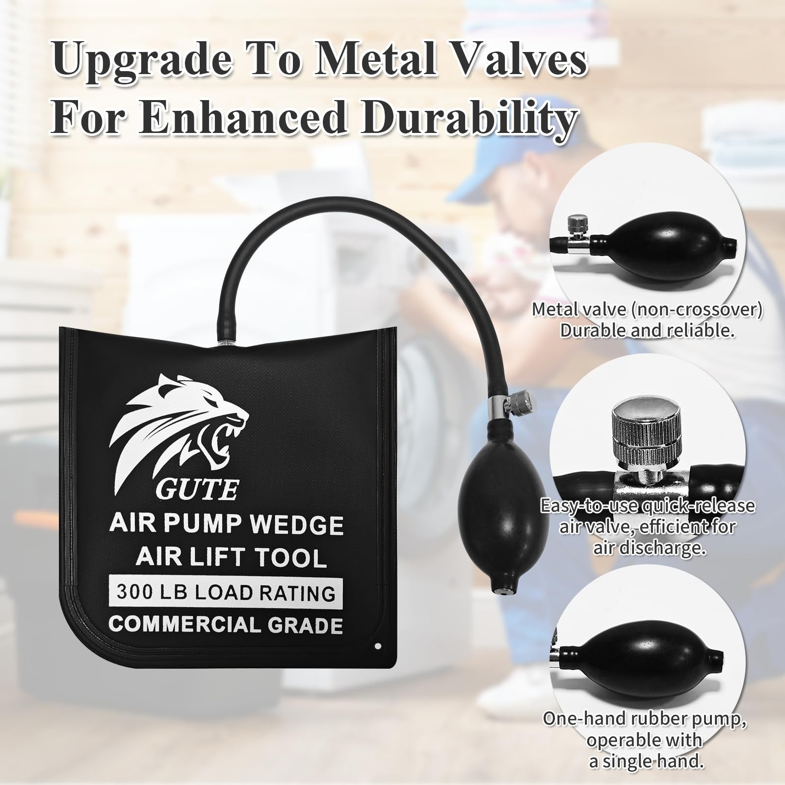 Air Wedge Bag Pump 6 Pack – 300LBS Leveling Alignment Tool Kit, Inflatable Shim,
