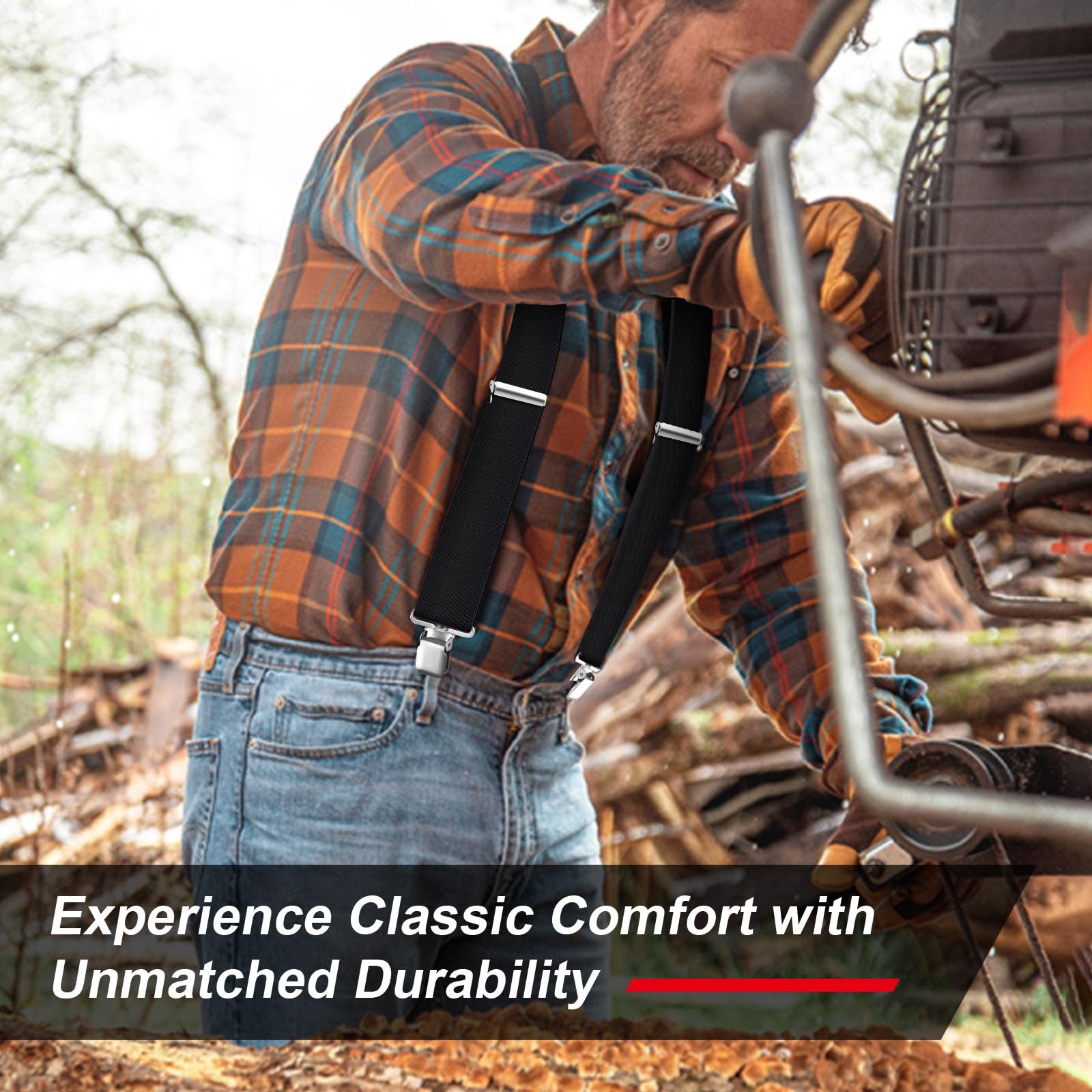 Ultrashang CLASSIC Mens Heavy-Duty Suspender: 2-Inch Wide, 5’1″- 6’2″, Black