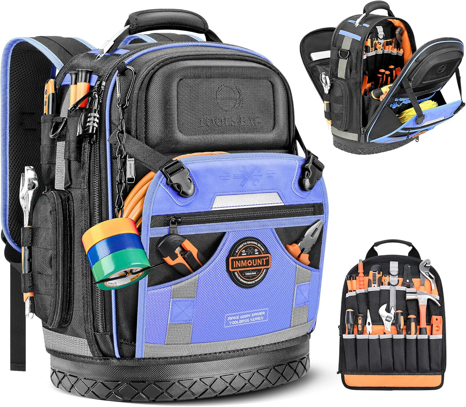 Ultimate Heavy Duty Tool Backpack – 78 Pockets for Electricians, Blue