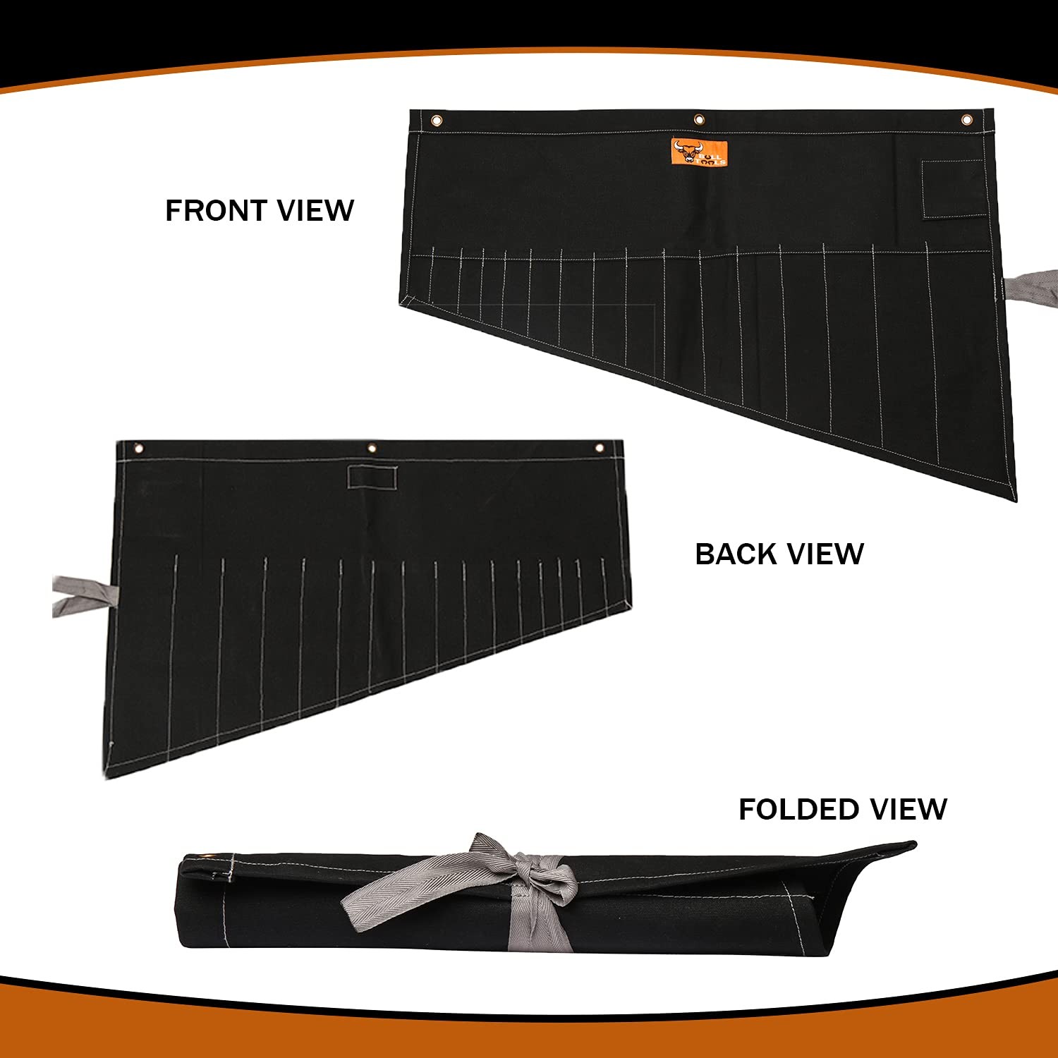 Wrench Roll Up Pouch, 16 Pocket Large (16 – PKT), Coal Black