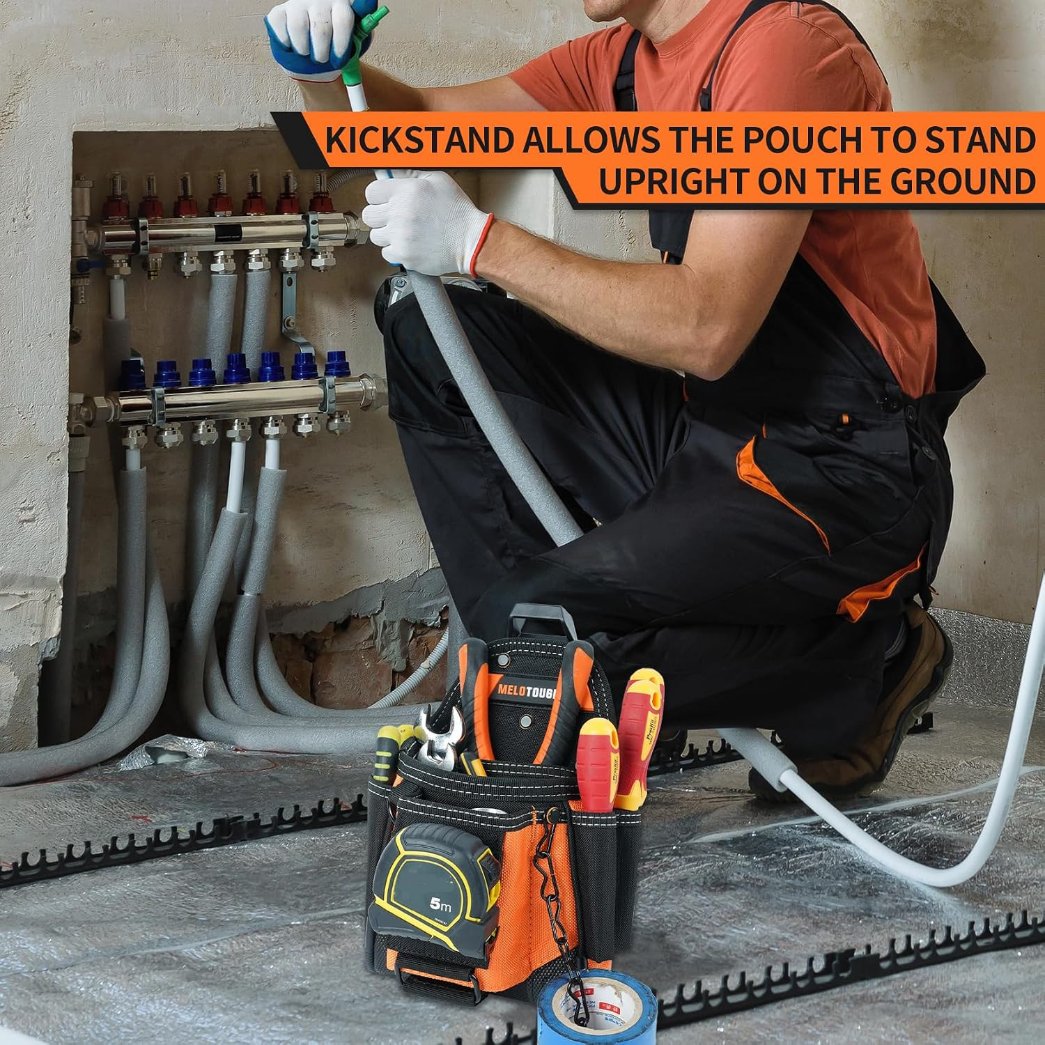 Small Electrician Tool Pouch With Belt Clip Attachment – 9 Pockets Tradesman Bag