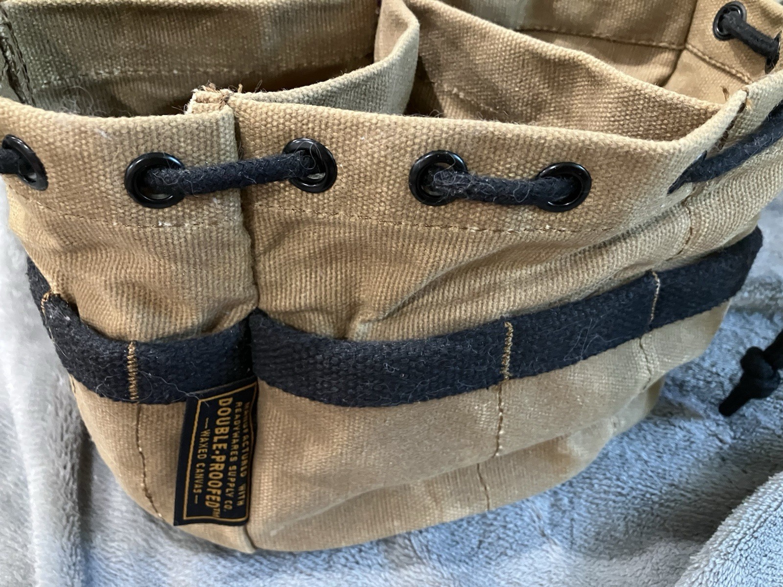 Readwares Supply Co. Double Proofed Waxed Canvas Tool Bucket Brown Black