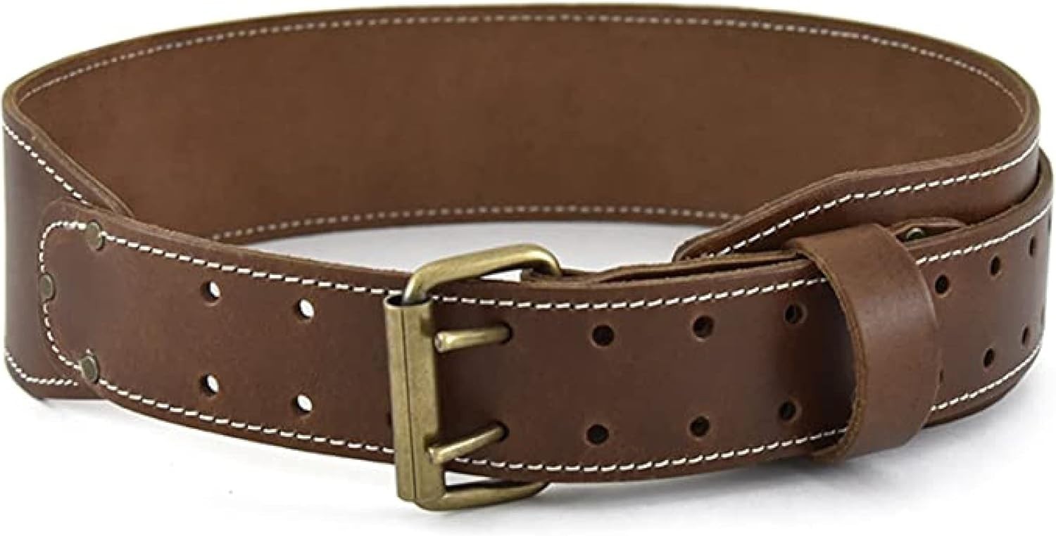 3″ Wide Tapered Full-Grain Leather Work Belt, Durable and Rugged Belt, Dark T…