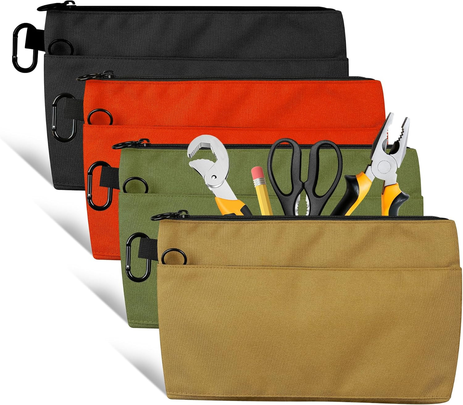 4 Pack Small Tool Pouch Bag, Durable Water-Resistant Portable Tool Bag Organizer
