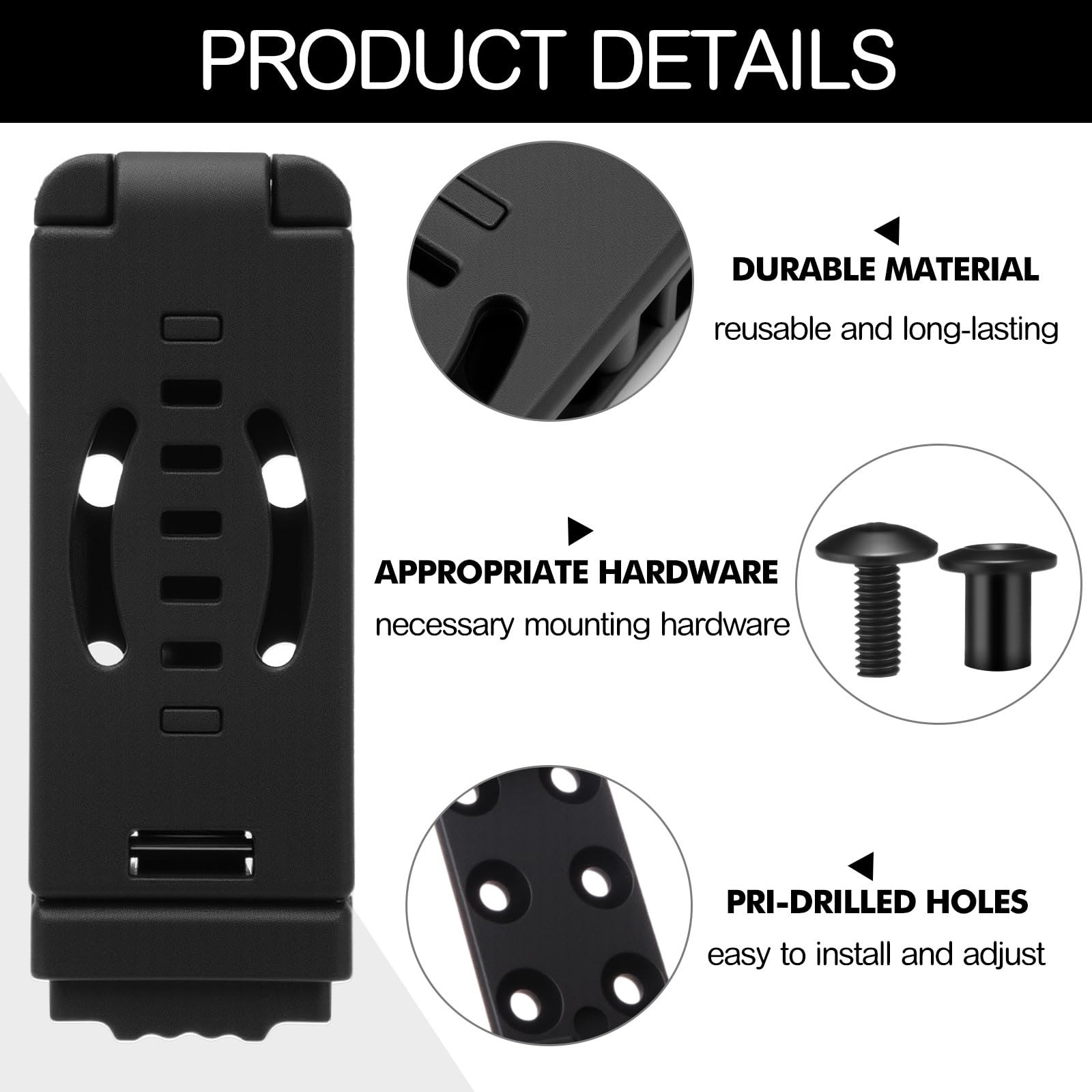 8 Pcs Holster Belt Clips Knife Belt Clip Holster Hardware Adjustable Molle Ad…