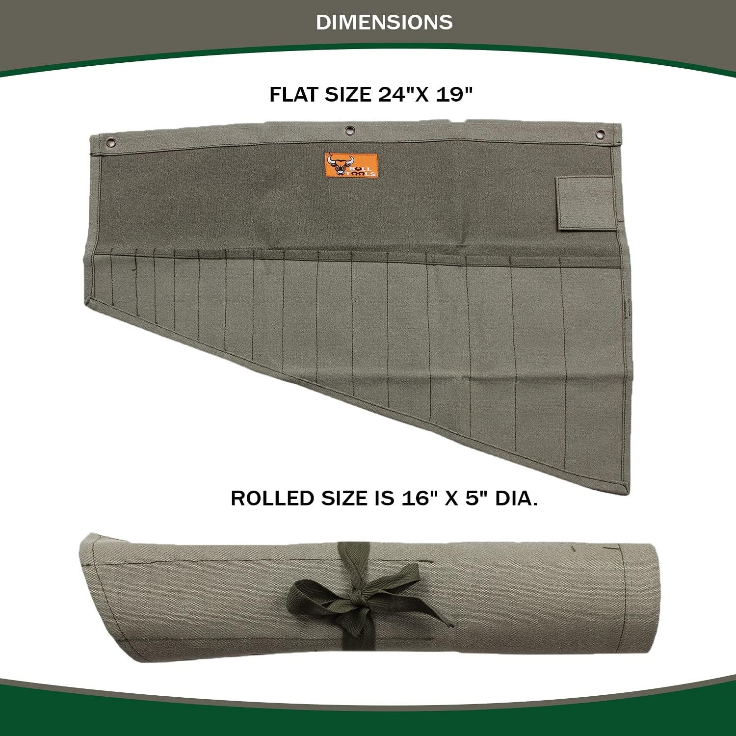 Wrench Roll Up Canvas Bull Tools Holder Storage Organizer 16 Pockets