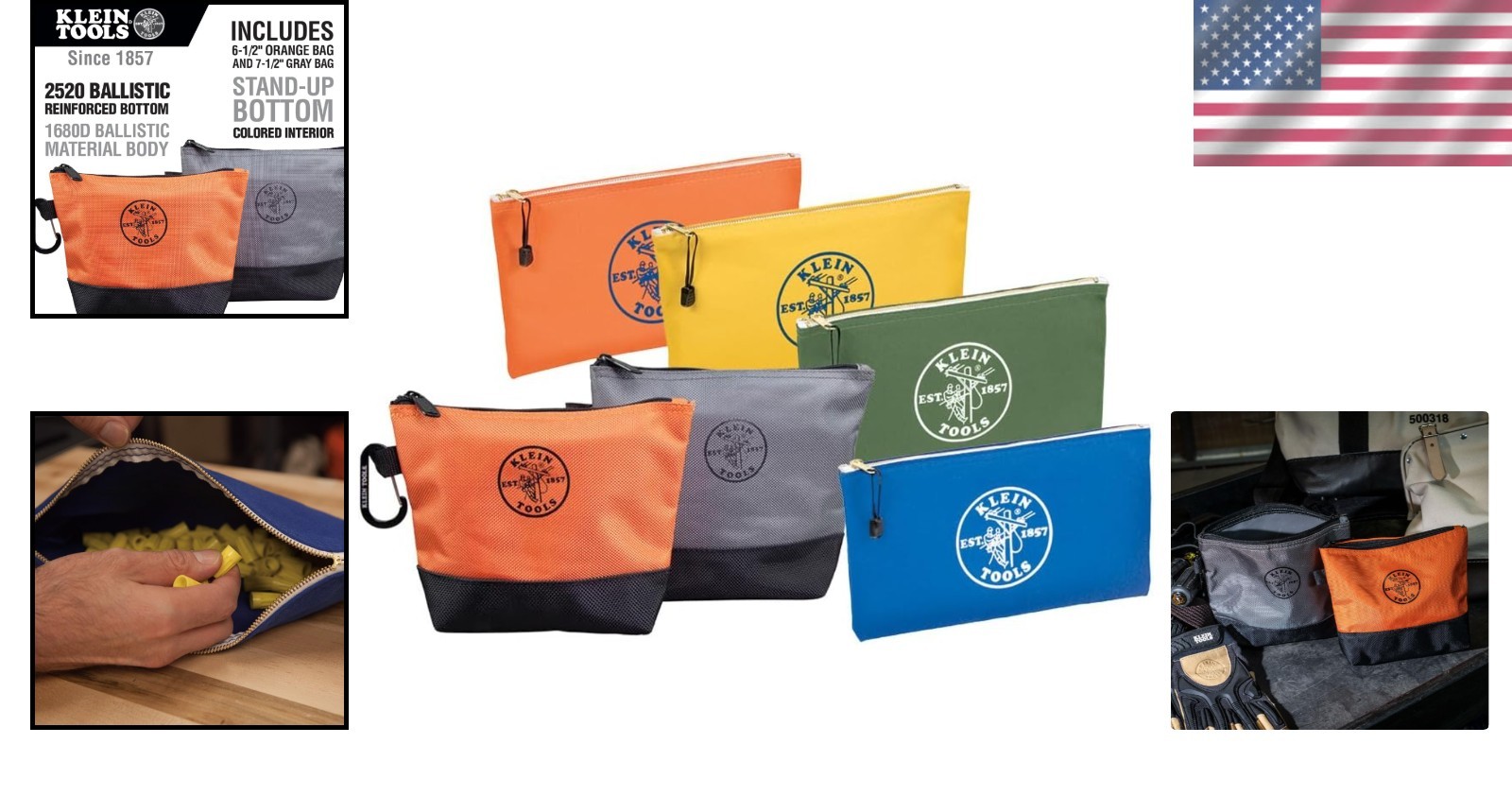 6-Piece 1680D Tool Bag Kit with Durable Canvas Pouches in Assorted Colors