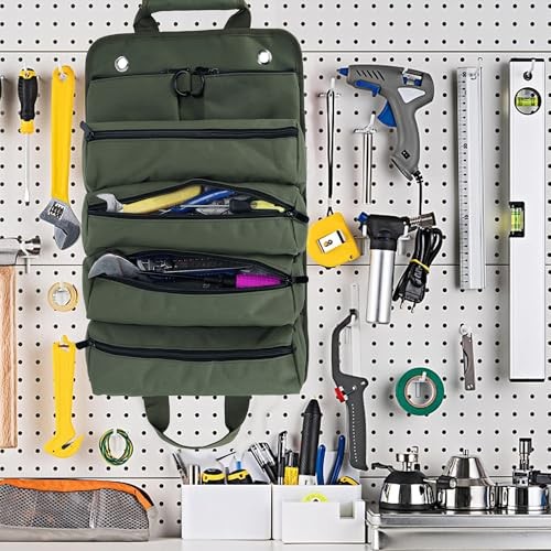 Tool Roll Bag, Tool Bag Organizer, Tool Carrier Roll UP Storage Army Green