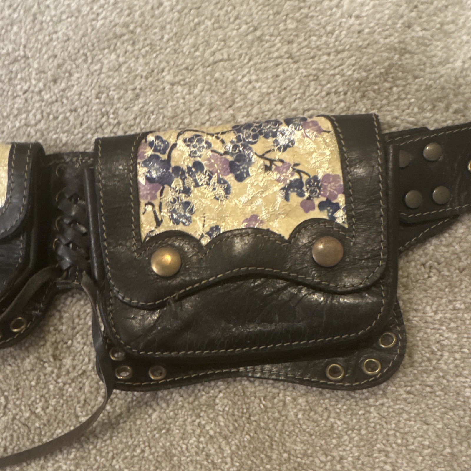 Custom Handmade Black Leather Utility Belt Multi Pouch Waist Festival Steampunk