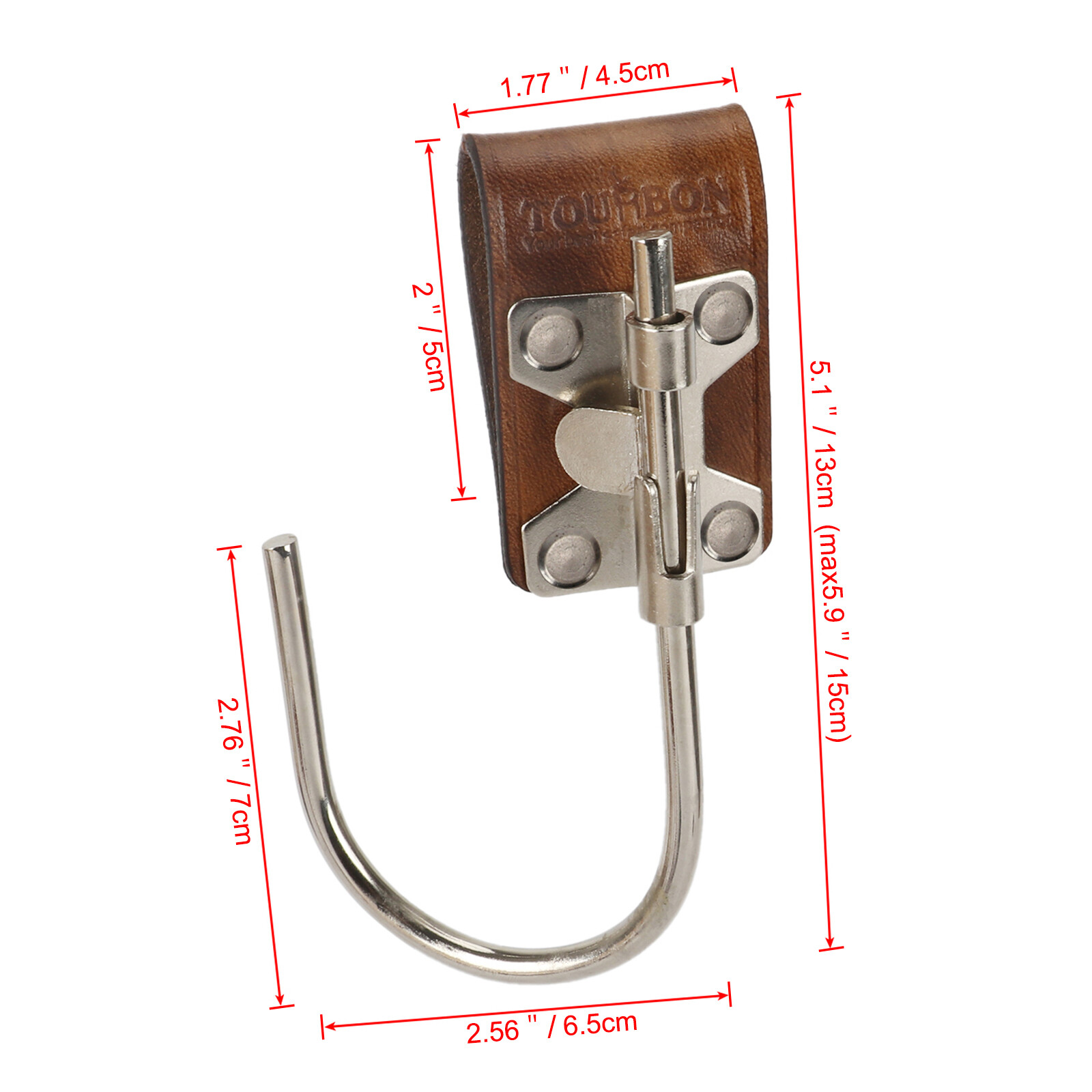 Tourbon Steel Float Tool J Hook for Belt Loop Trowel Power Cord Carrying-Leather