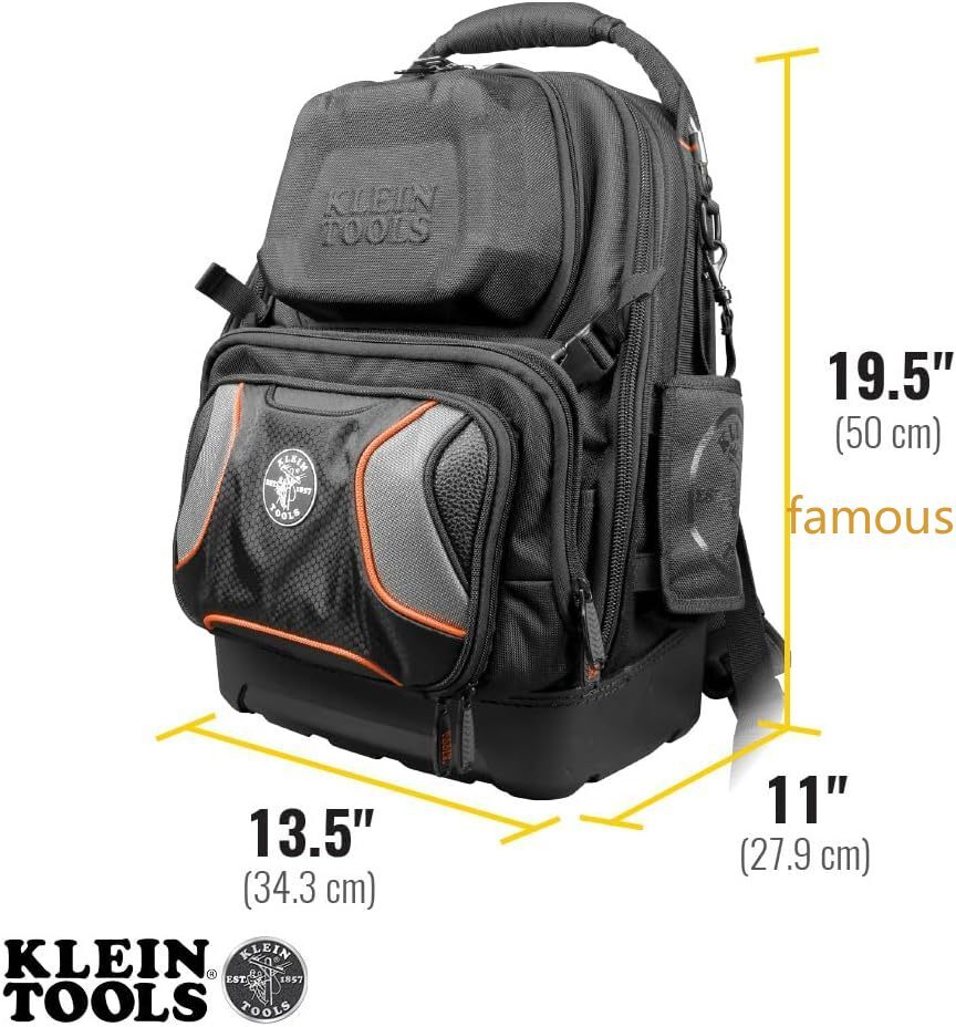Klein Tools 55485 Tool Bag Backpack, Durable Electrician Backpack, Polyester