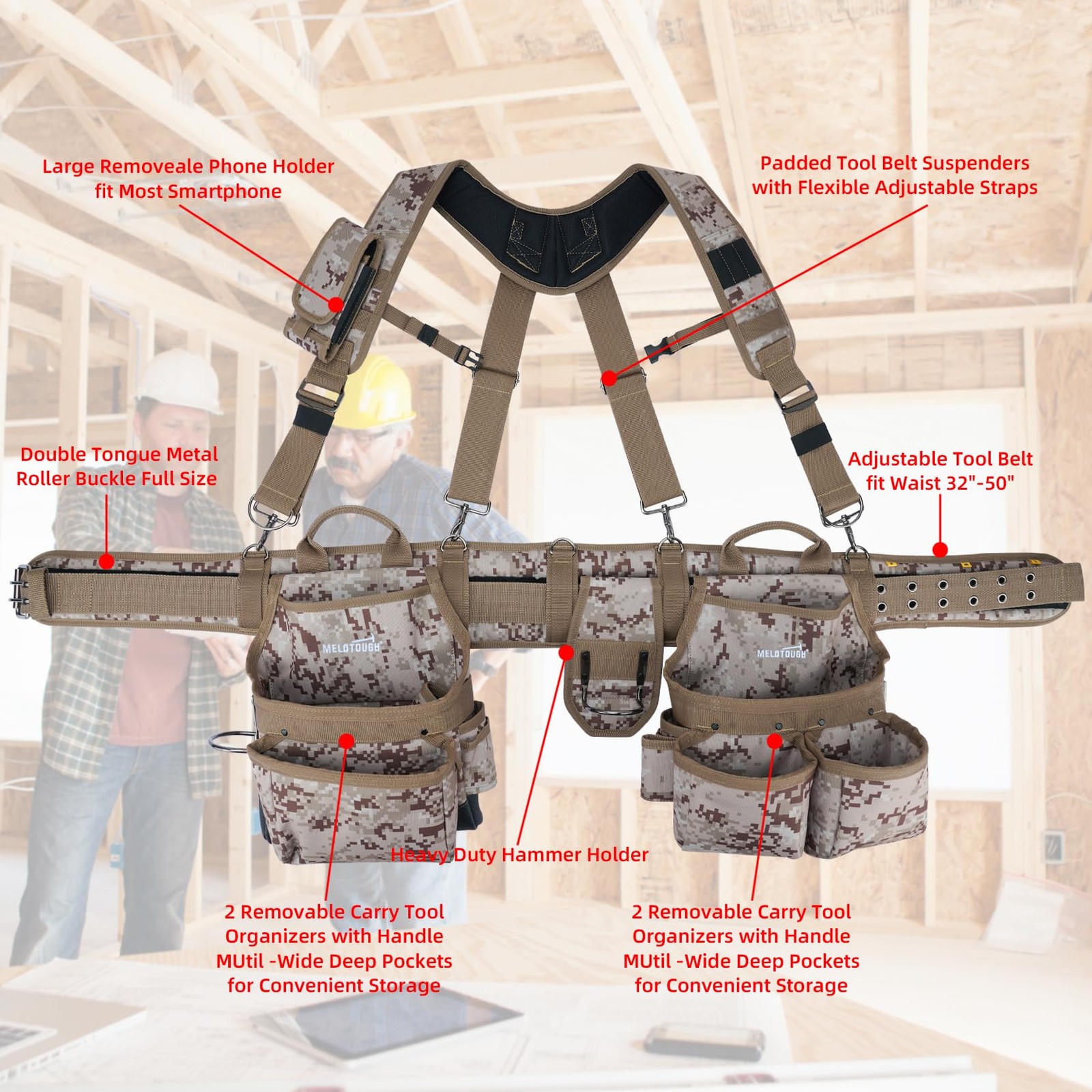 Camo Tool Belt with Suspenders Camouflage Tool Pouch Supenders Framers Combo …