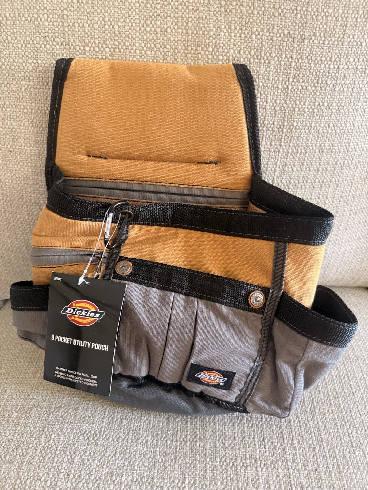 Utility Tool Belt Pouch 8 Pocket Gray Tan Dickies 57000