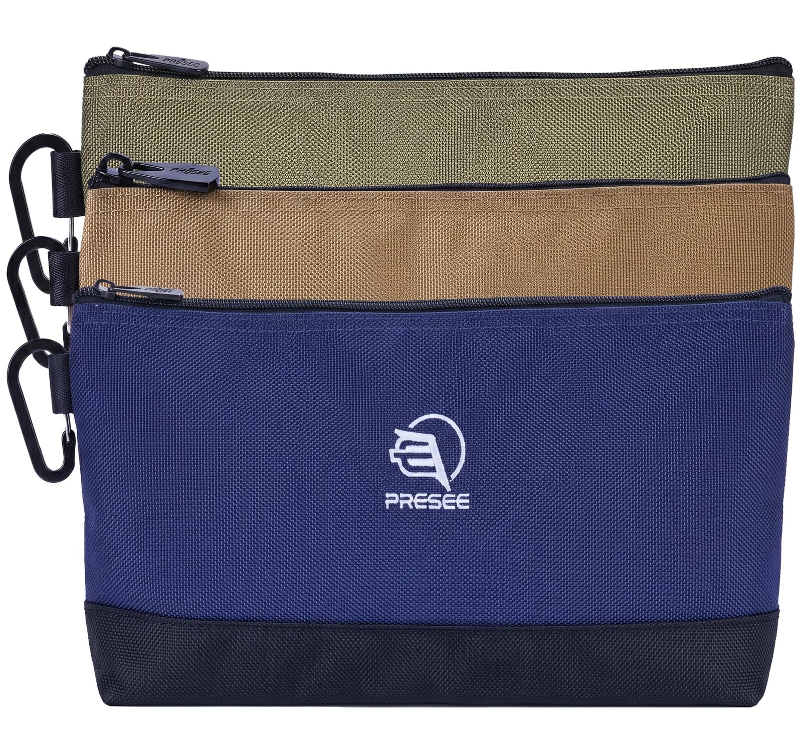 1680D 12.5 Inch StandUp Zipper Small Tool Bag Organizer Carabiner 3 PCS