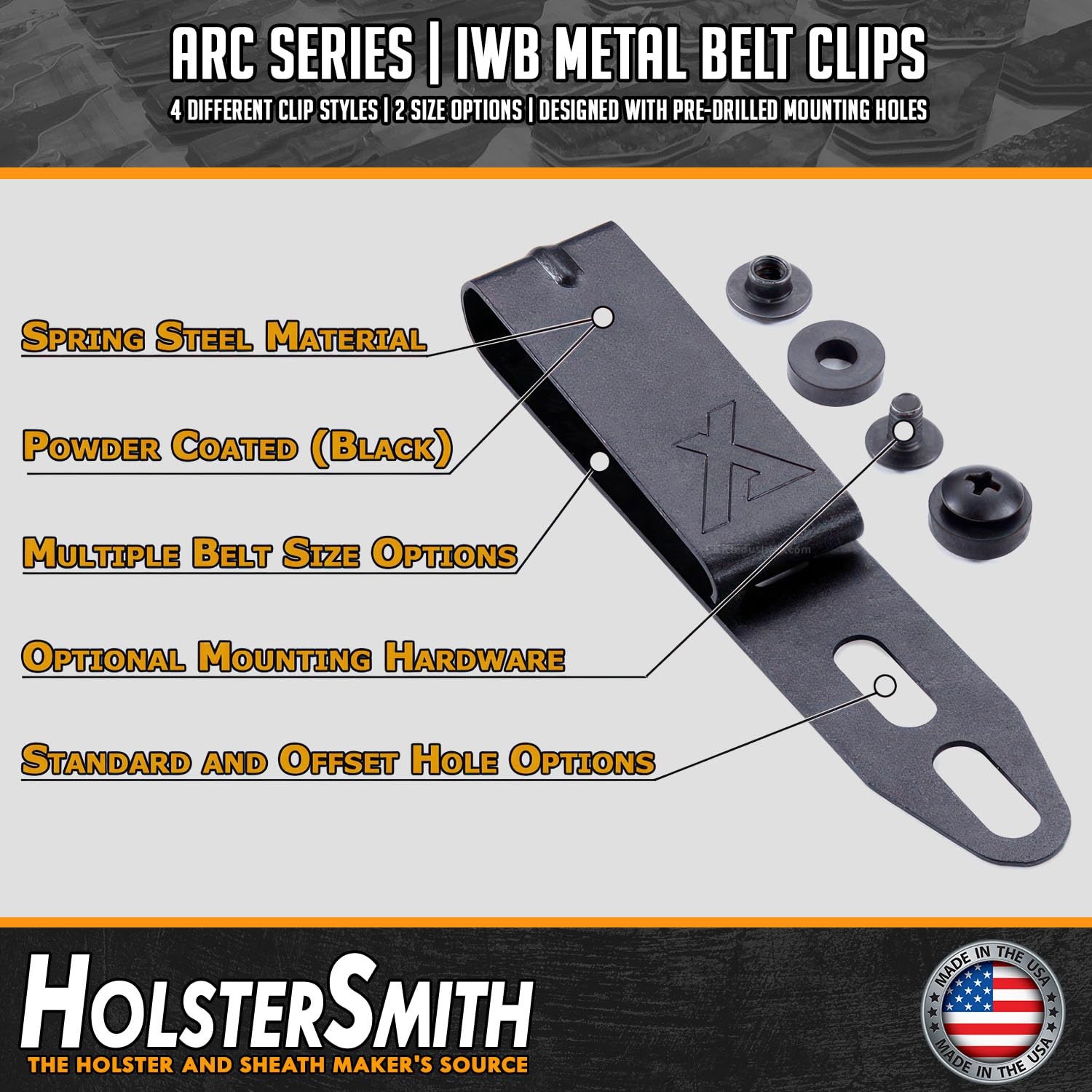 HolsterSmith Universal Metal Belt Clips for Holster Making – (ARC 1) – (Fits …