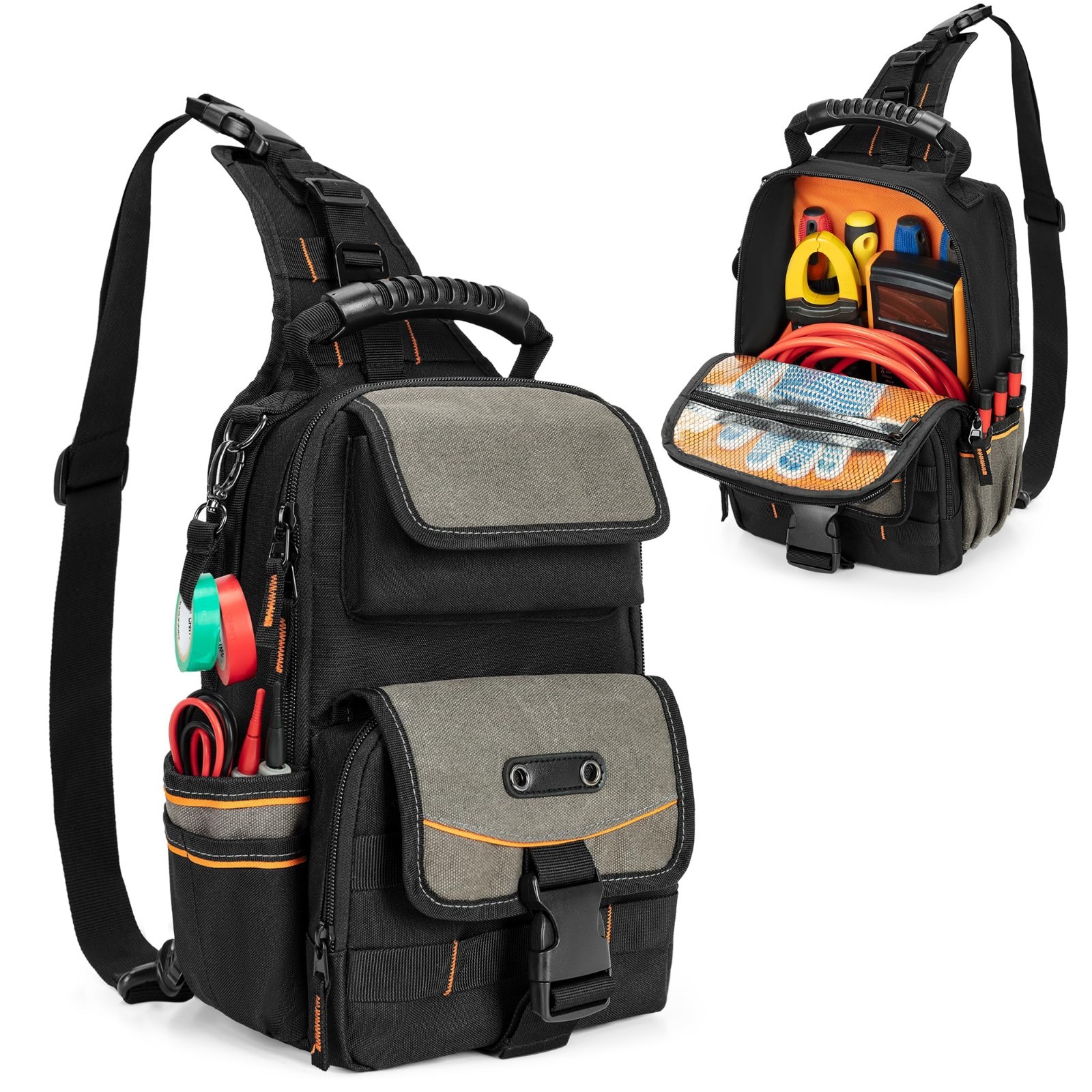 Heavy-Duty Electrician Tool Pouch Bag | Zippered HVAC Organizer, Ergonomic Handl