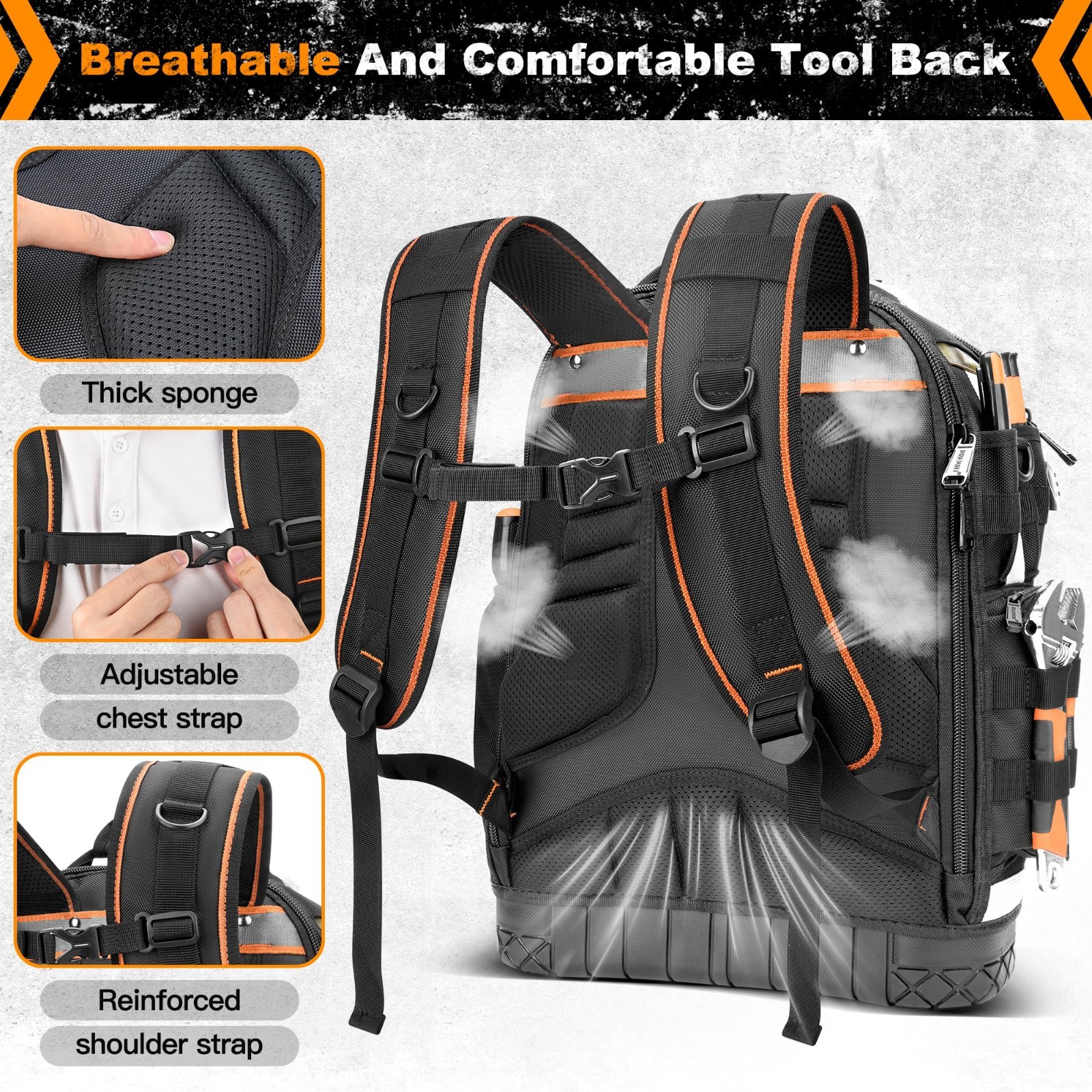 Heavy Duty Tool Backpack Bag – 78 Pockets & Loops for Electricians & HVAC Tools