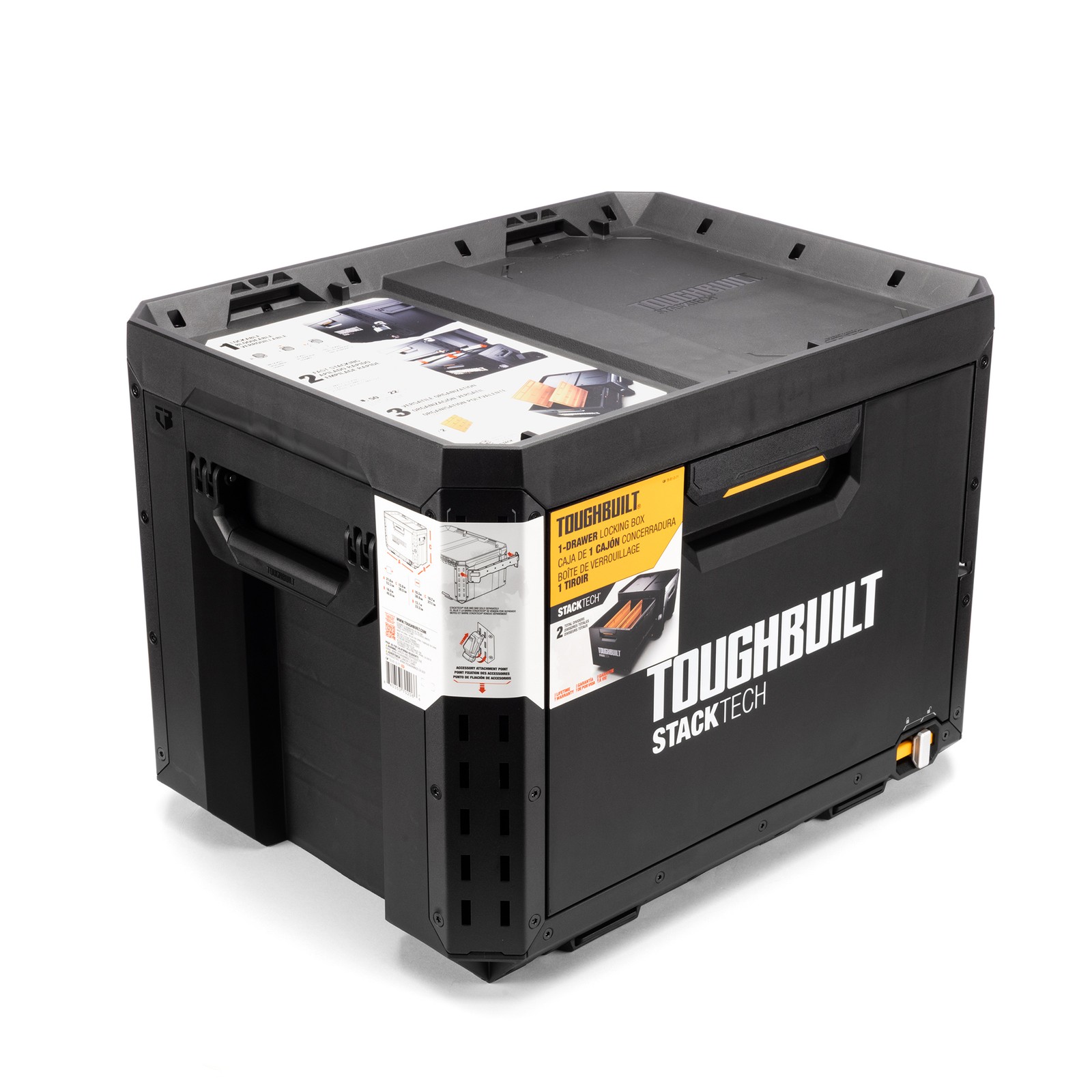 ToughBuilt StackTech 1-Drawer Locking Box, Plastic Storage Tool & Gear Organizer