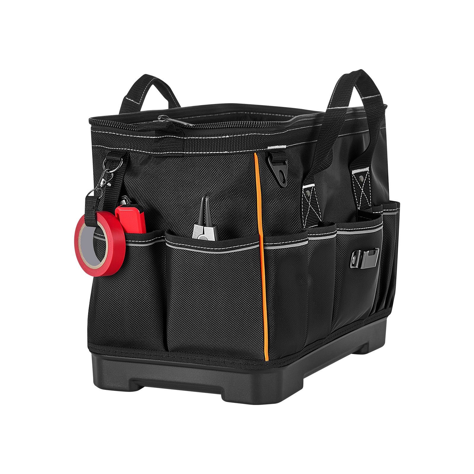 16in Heavy Duty Tool Bag 33 Pockets 50lb Capacity Waterproof Base
