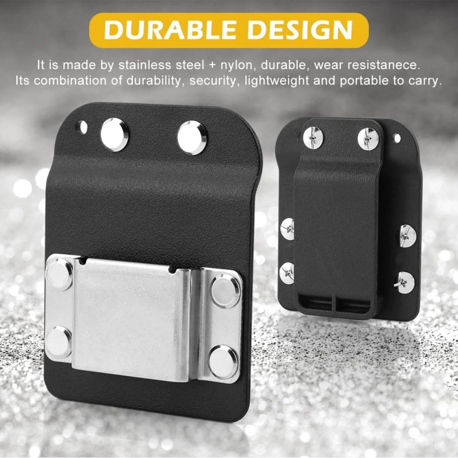 Tool Belt Clip Tape Measure Holder Black Metal Nylon Drill Holster Low Profile