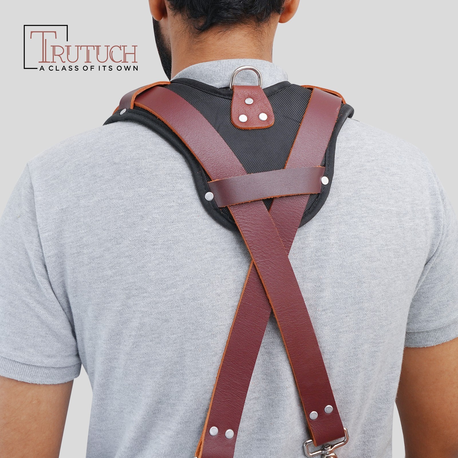 Trutuch Maroon Leather Tool Belt with Suspender | Framers Tool Bag | Tool Belt