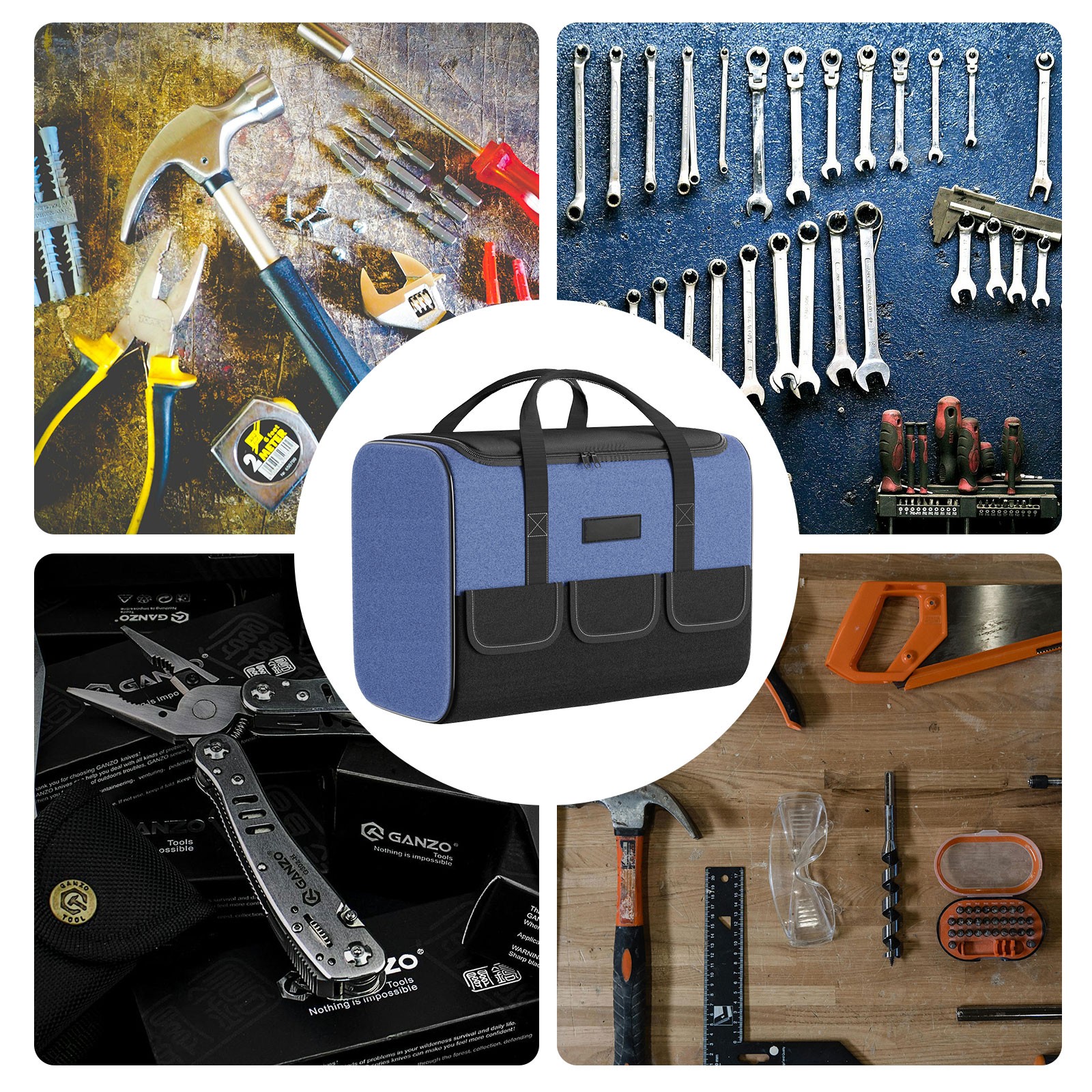 Multifunctional Tool Bag Heavy Duty Large Capacity Portable Storage Bag Outdoor