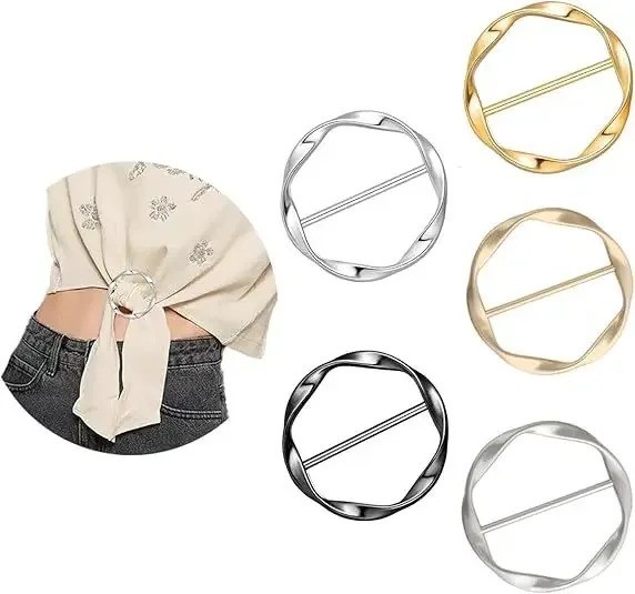 5-Piece Set Metal Adjustable Buckles Multi-use for Shirts Scarves Belts Fashion