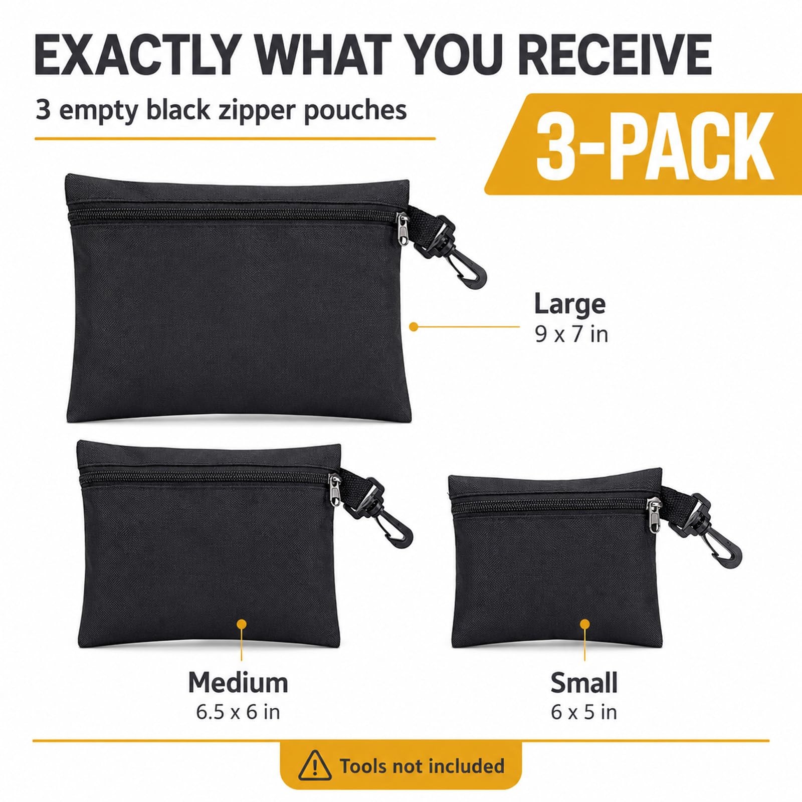 QCWN 3 Pack Small Zipper Tool Pouch Bags Heavy Duty 600D Oxford Waterproof Mu…
