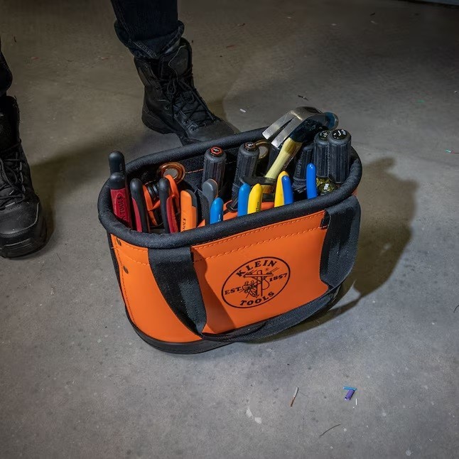 Klein Tools 5144HBS Hard Body Oval Tool Bucket Bag 15 Pocket Orange Black-New🔥❗