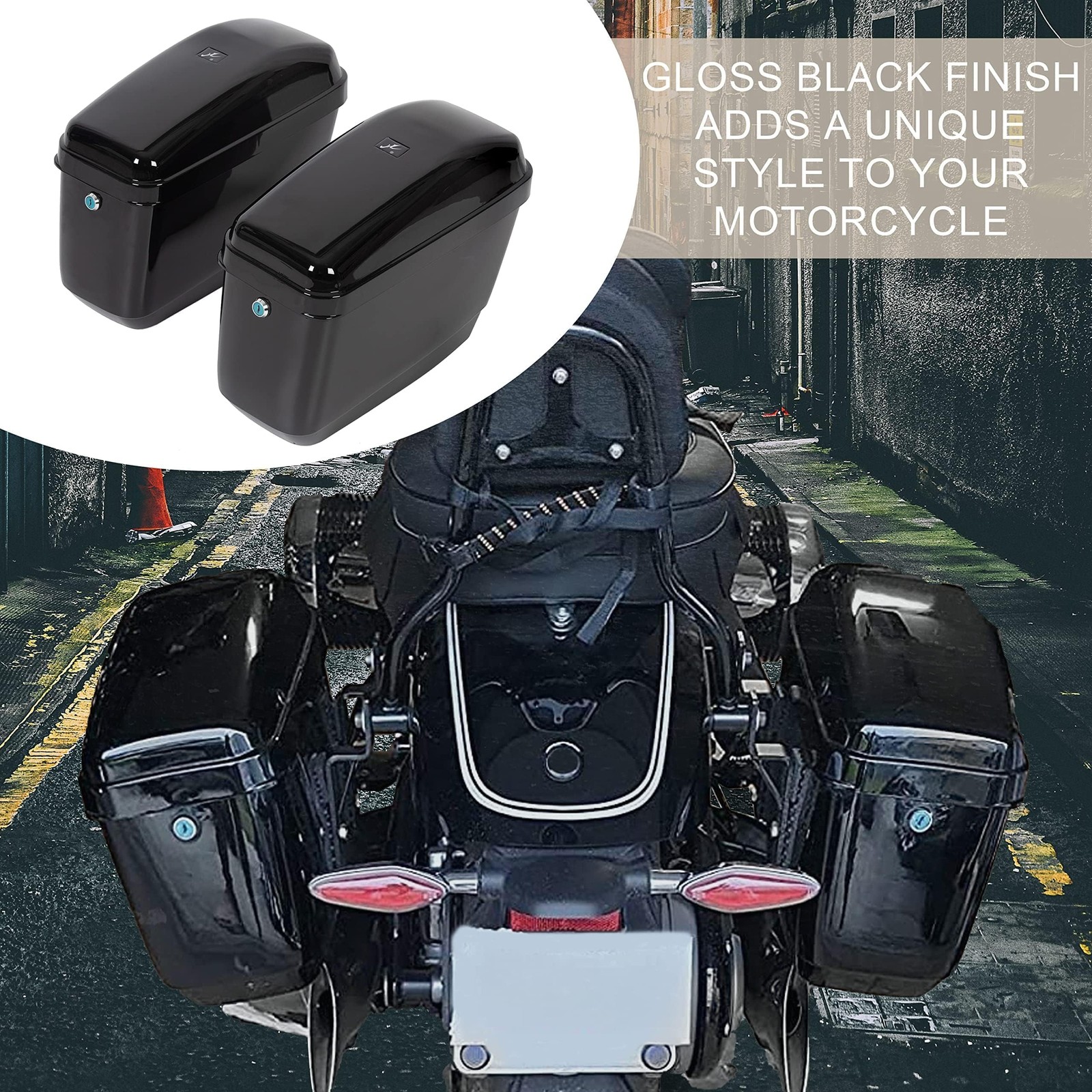 45L Motorcycle Hard Saddle Bags W/Lock Compatible with Harley Davidson Honda …