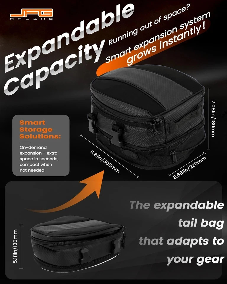 Motorcycle Tail Bag,Universal 11.5L Multifunctional Rear Seat Luggage Bags for M