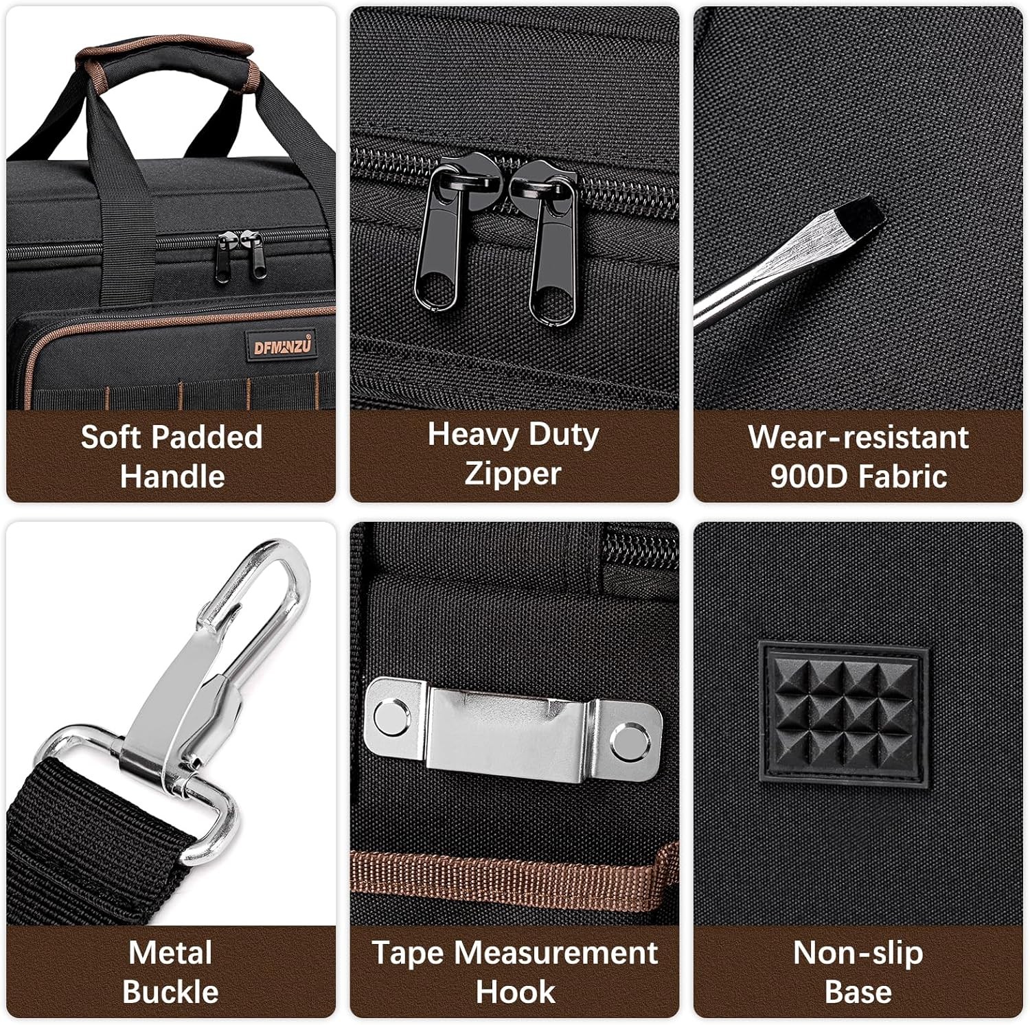 17 Inch Heavy Duty Tool Bags Men Women 20 Pockets Portable Tool Bag W/
