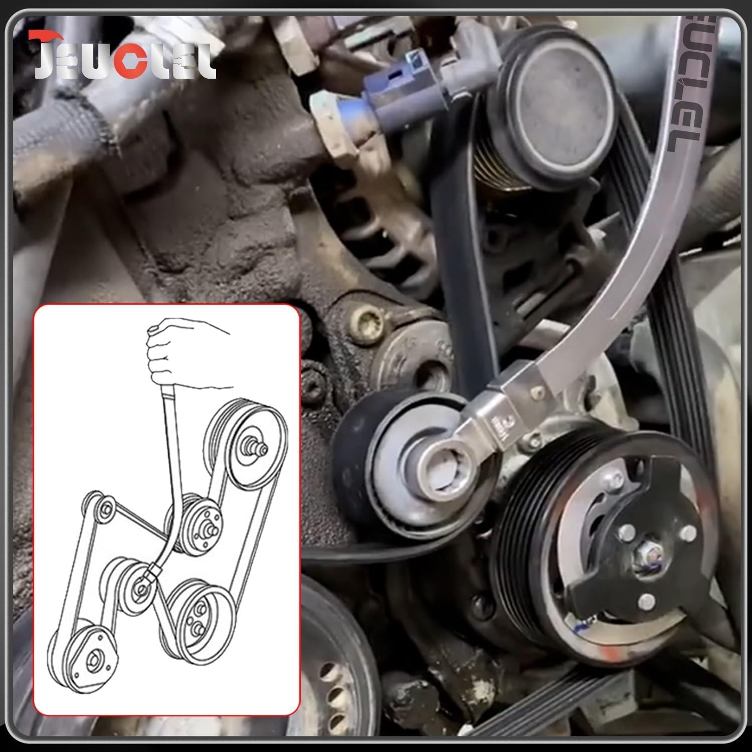 15PCS Alloy Steel Auto Belt Tensioner Tool Set for Pulleys and Timing