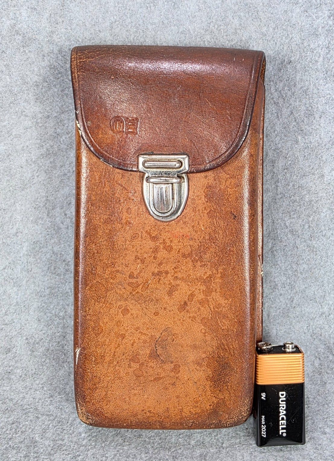 Vintage CuSack Q Leather Tool Belt Loop Hard Case Bag Pouch 8″ USA Made brown