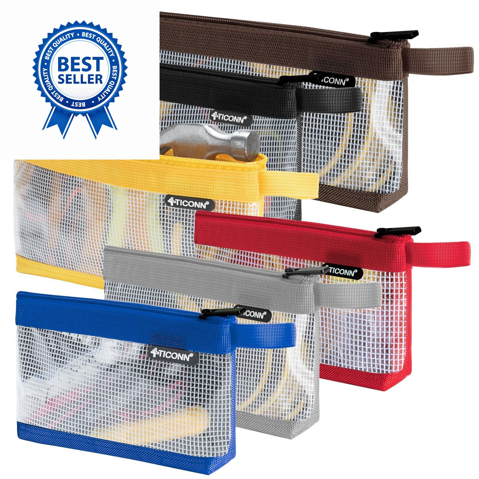 TICONN Tool Pouch, 1680D Oxford Small Clear, 6 Pack Combo, Multicolored