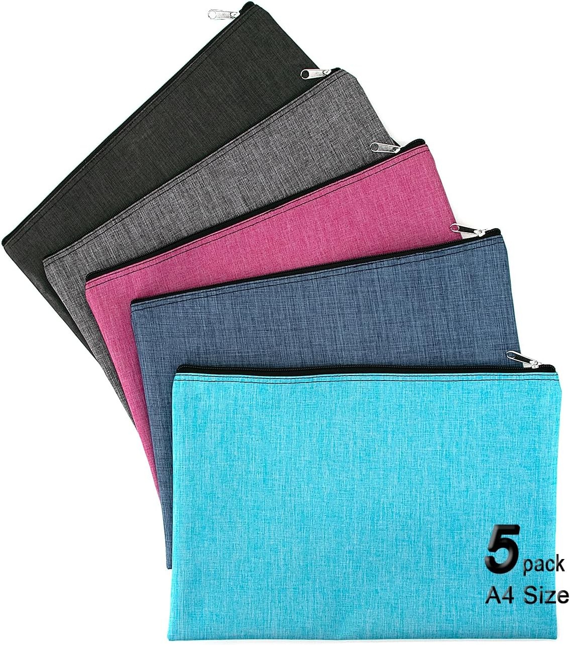 5 Pack Canvas Zipper Tool Bag Set, 13.3 x 9.4 14.4oz Heavy Duty Waterproof Multi