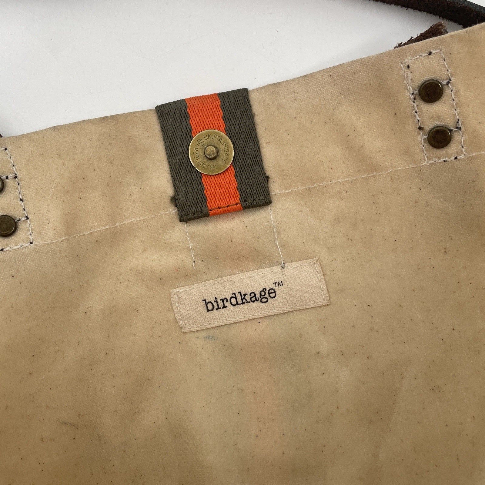 Birdkage Waxed Canvas Utility Tote Bag – 20”x10” – Snap Closure – Leather Straps