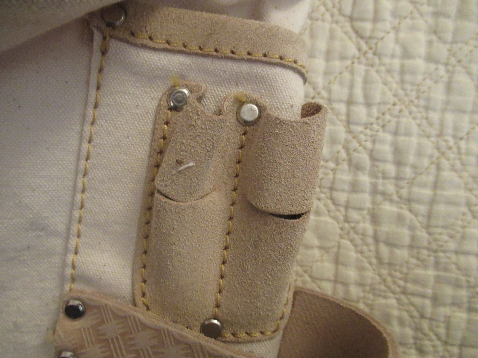 AWP Canvas Leather Beige Tool Belt w/Adjustable Strap, Multiple Pouches & Loops