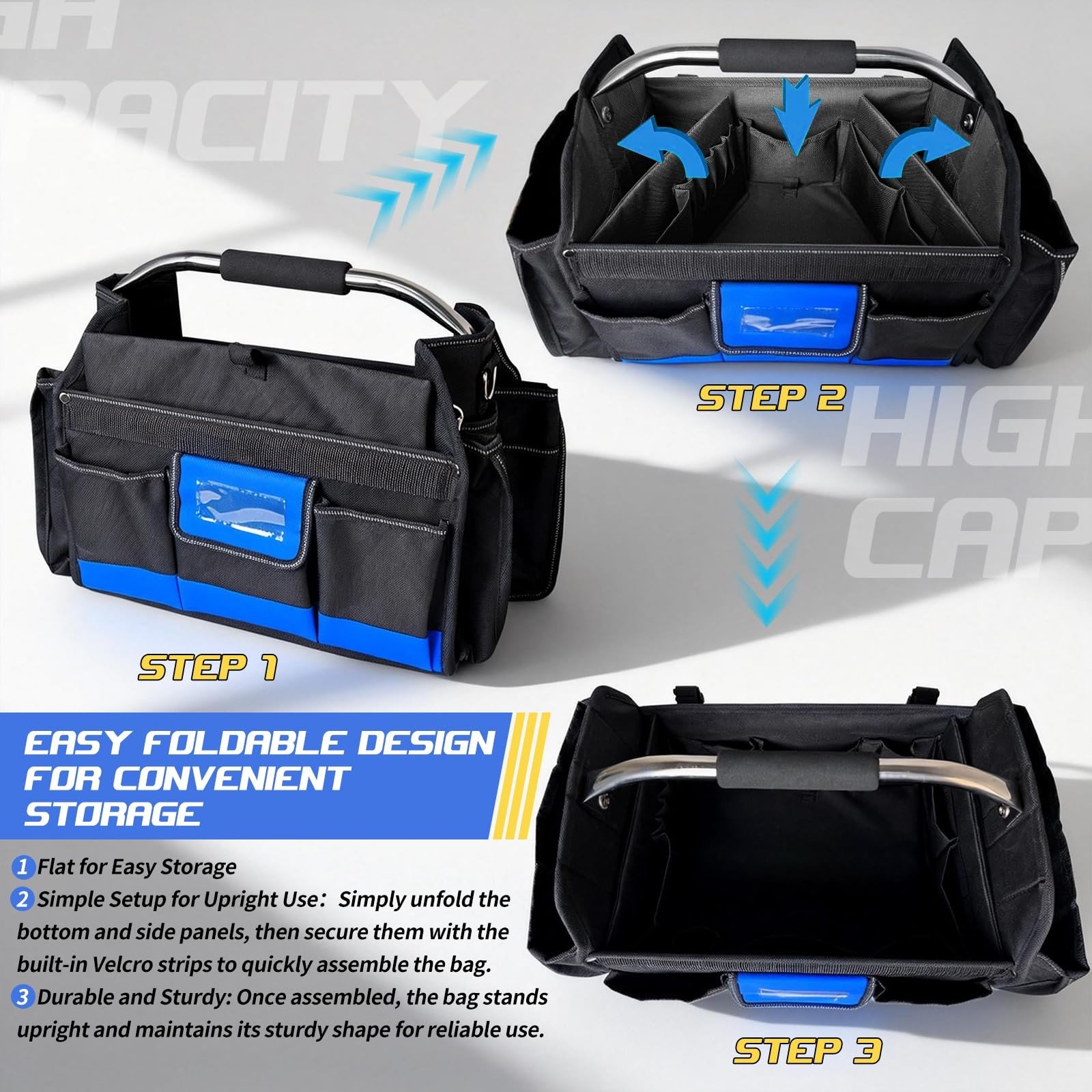 18 Inch Open Top Tool Bag, Tool Bags for Men with 30 Pockets, 1680D Waterproo…
