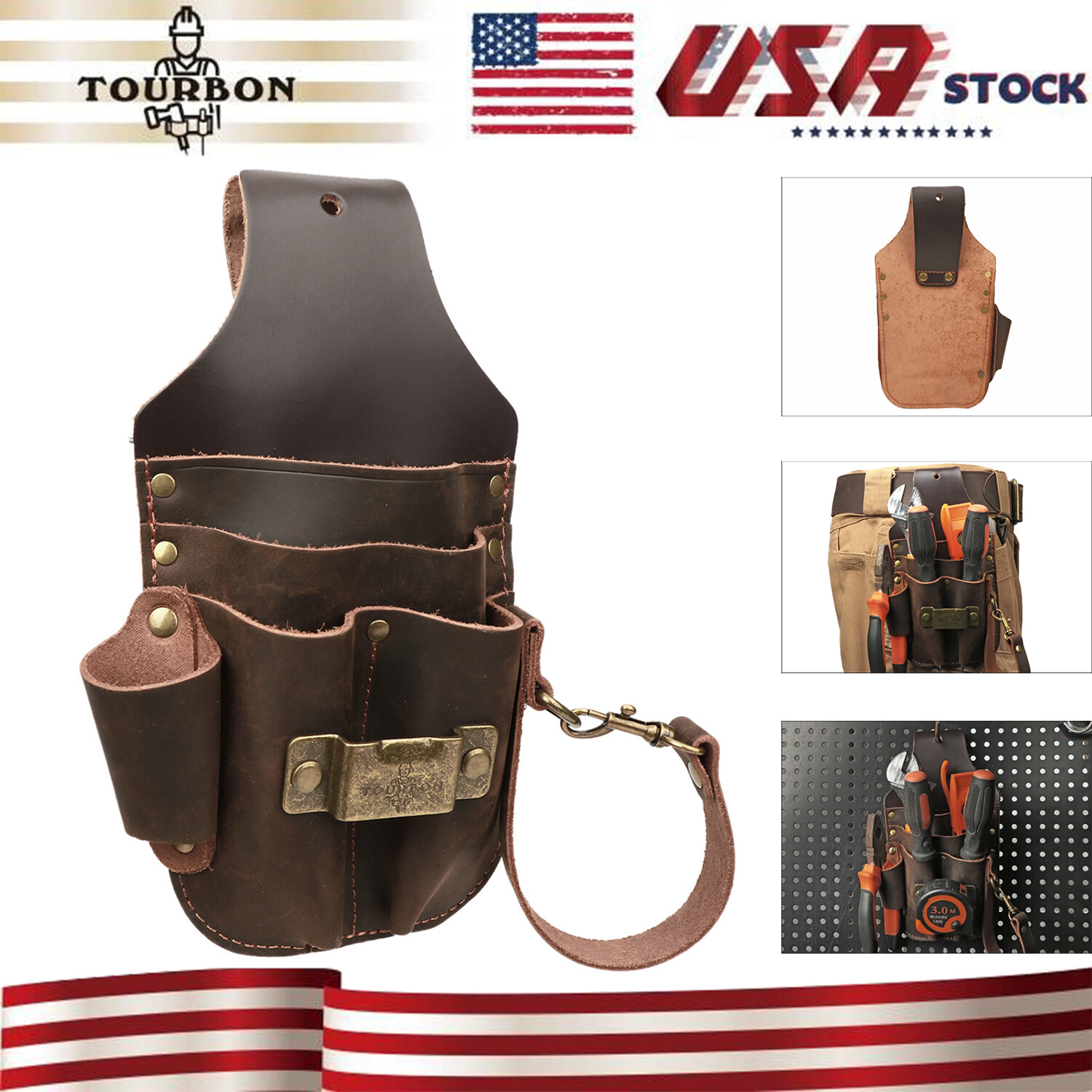 Tourbon Leather Tool Holster Electric Tape Thong Pliers Pouch 5 in 1 Belt Holder