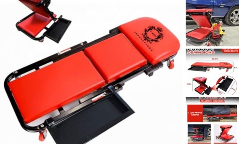 40″ Mechanics Creeper Z fold with Side Tool Tray, 3 in 1 Low Profile,7pc-2.5″