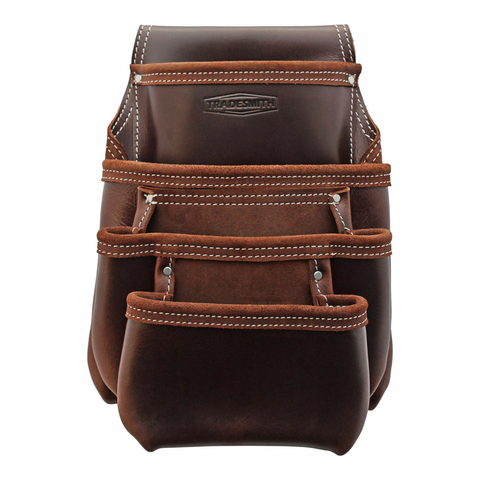 TradeSmith TS5267- 4 Pocket Top Grain Leather Tool Pouch