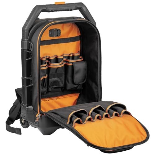 Klein Tools 55604 Rolling Tool Backpack, Tool Bag with 28 Pockets, Heavy Duty…