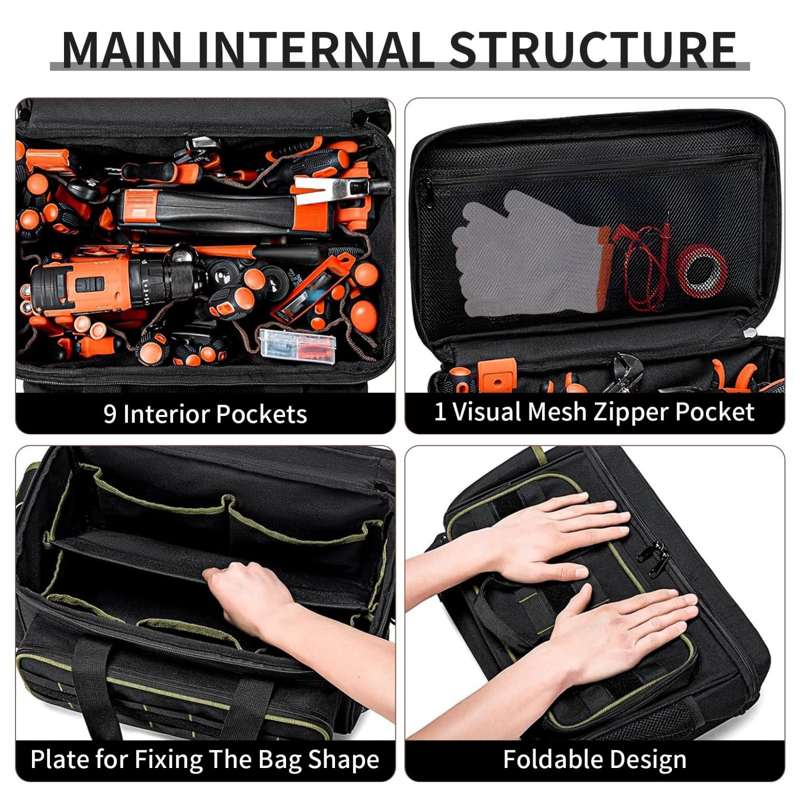 17-Inch Tool Bag Premium Oxford Tool Organizer Adjustable Shoulder Strap