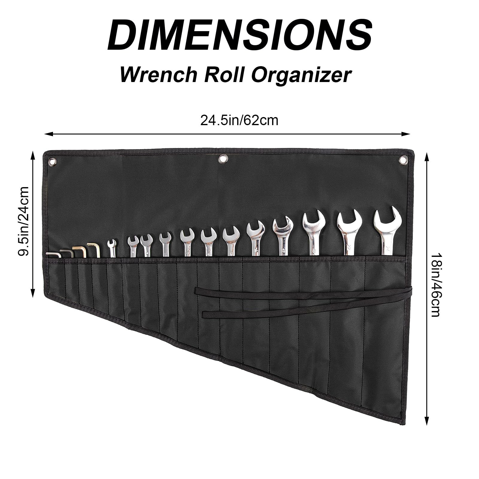 Wrench Organizer,Tool Roll Pouch – 16-Pocket Waterproof Oxford Cloth Wrench Roll