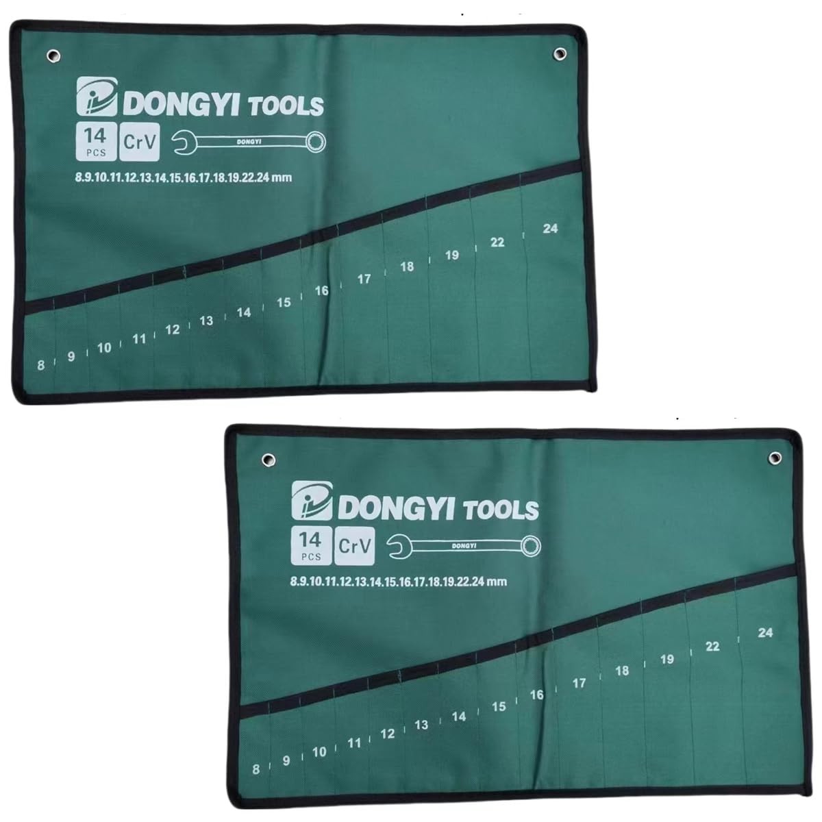 2 Pack Wrench Roll up Pouch Wrench Set Roll Organizer 14 Pocket Slot Canvas Tool