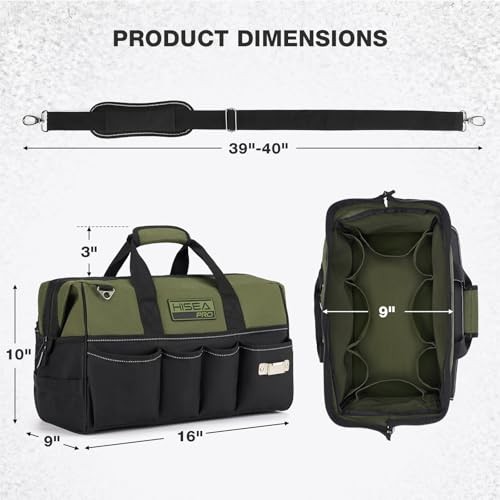 Heavy Duty Tool Bag 20 Pockets, 16-Inch Portable Tool Box 16inch Green