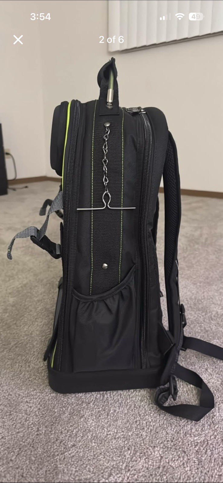 Greenlee Tool Backpack Black/Green Multiple Pockets Adjustable Straps Handle